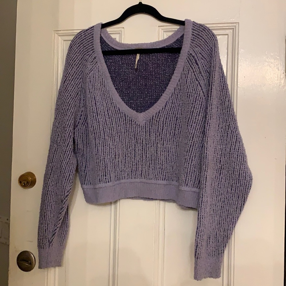 Purple crop free people sweater